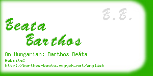 beata barthos business card