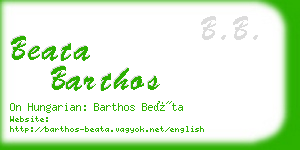 beata barthos business card